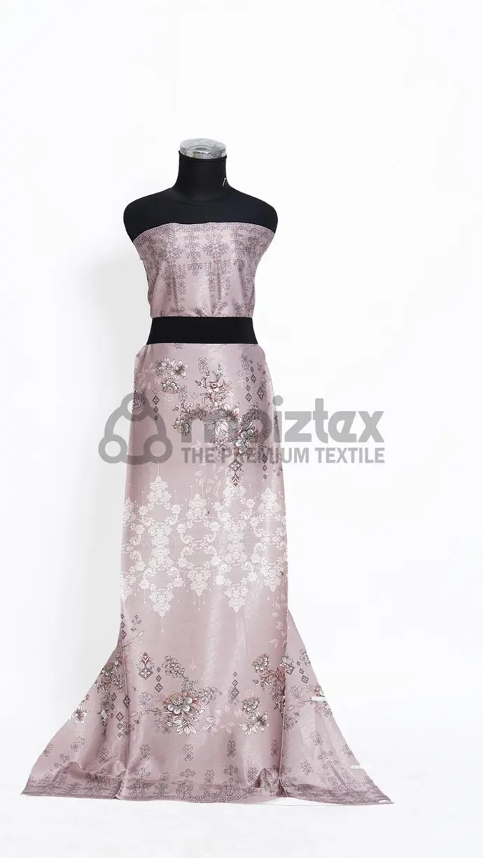 dress motif bunga pink armani jacquard print