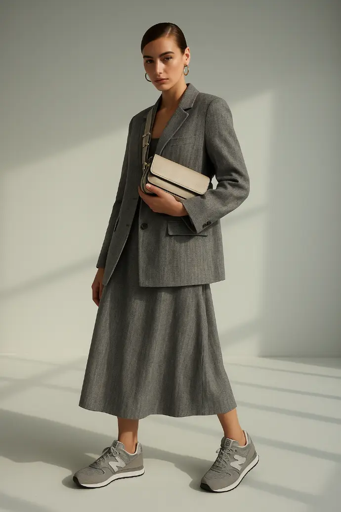 blazer dan rok inara linen moiztex